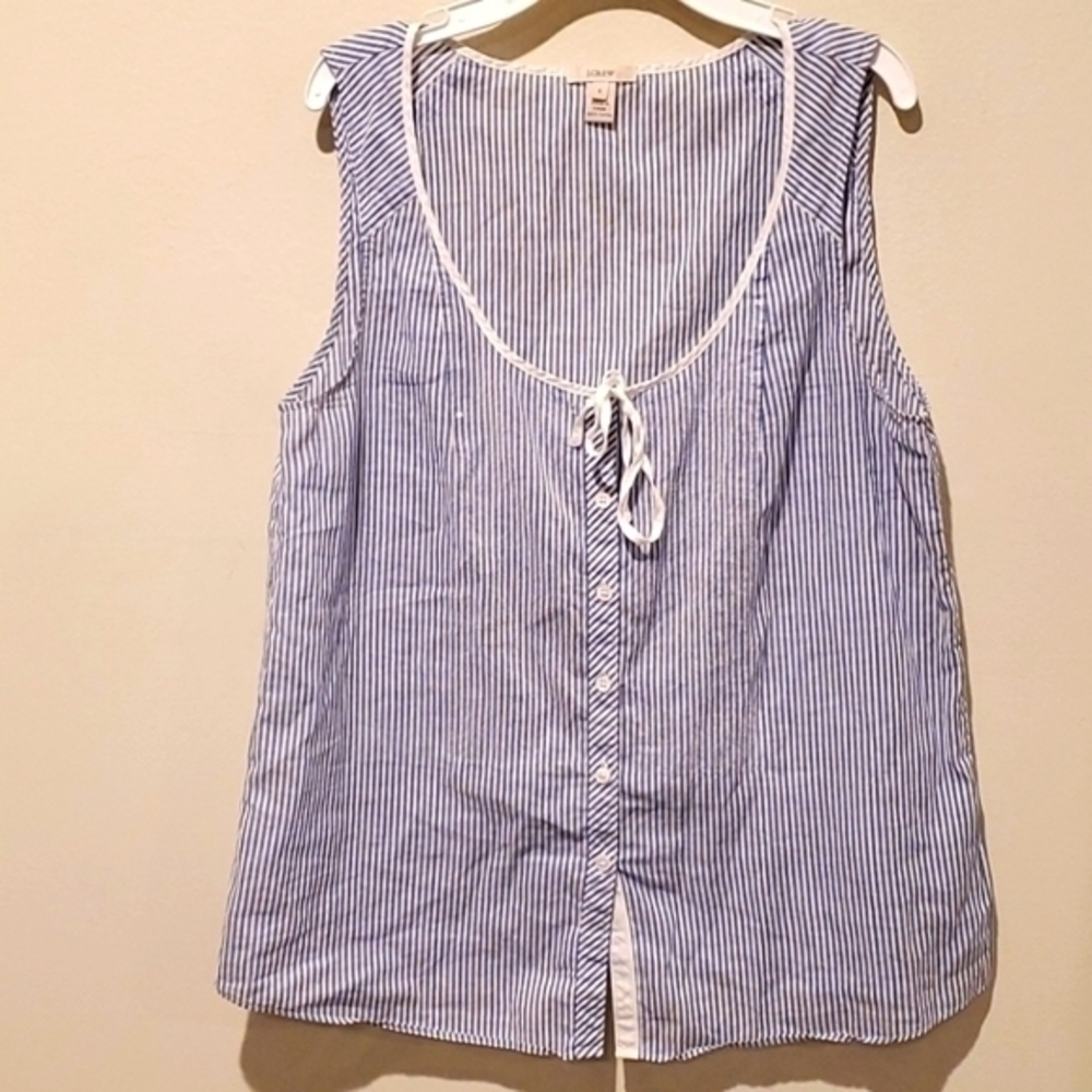 J CREW COTTON BUTTON DOWN SEQUIN TANK TOP, 6